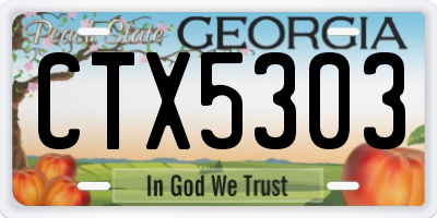 GA license plate CTX5303