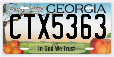 GA license plate CTX5363