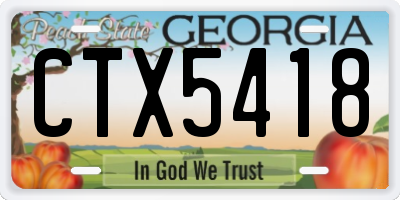 GA license plate CTX5418