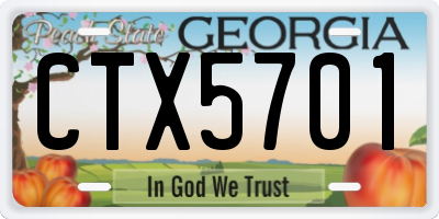 GA license plate CTX5701