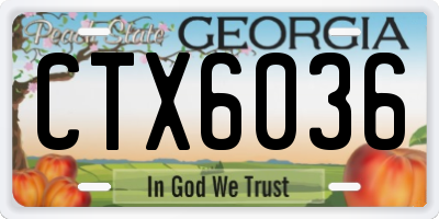 GA license plate CTX6036