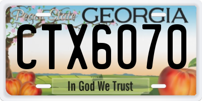 GA license plate CTX6070