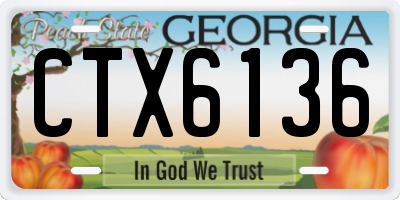 GA license plate CTX6136