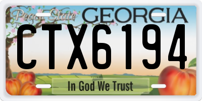 GA license plate CTX6194