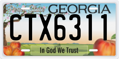 GA license plate CTX6311