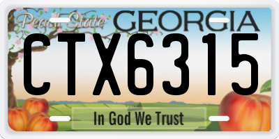 GA license plate CTX6315