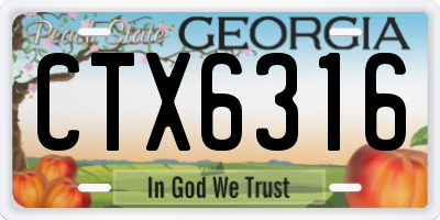 GA license plate CTX6316