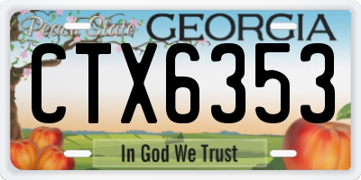 GA license plate CTX6353