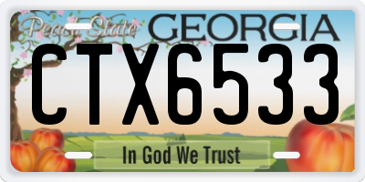GA license plate CTX6533