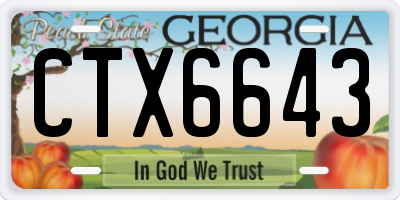 GA license plate CTX6643