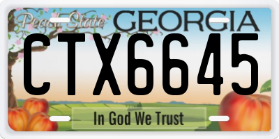 GA license plate CTX6645