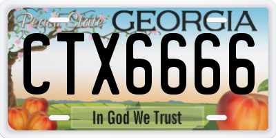 GA license plate CTX6666