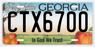 GA license plate CTX6700