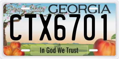 GA license plate CTX6701