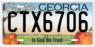 GA license plate CTX6706