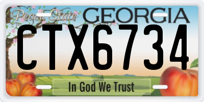 GA license plate CTX6734