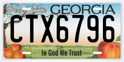 GA license plate CTX6796