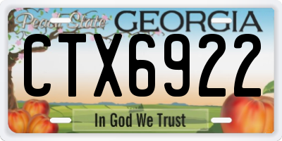 GA license plate CTX6922