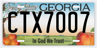 GA license plate CTX7007