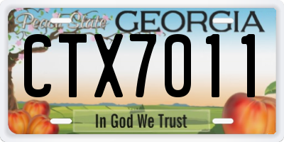 GA license plate CTX7011