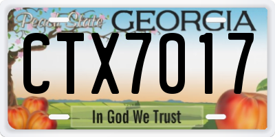 GA license plate CTX7017