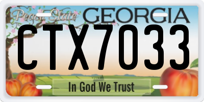 GA license plate CTX7033