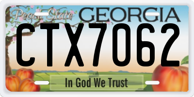GA license plate CTX7062