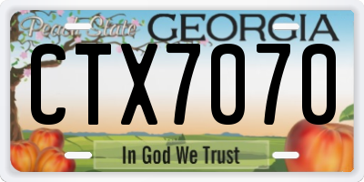 GA license plate CTX7070