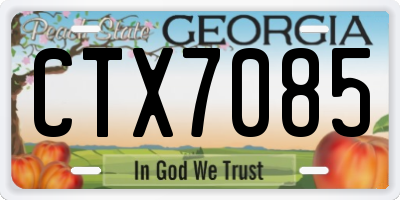 GA license plate CTX7085