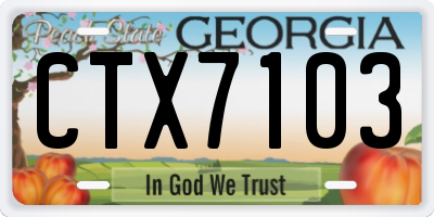 GA license plate CTX7103