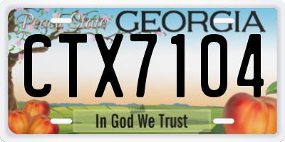 GA license plate CTX7104