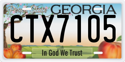 GA license plate CTX7105