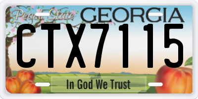 GA license plate CTX7115