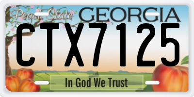 GA license plate CTX7125