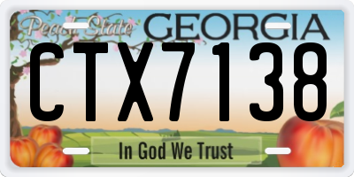 GA license plate CTX7138