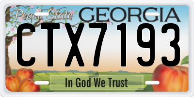 GA license plate CTX7193