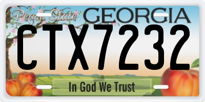 GA license plate CTX7232