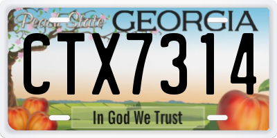 GA license plate CTX7314