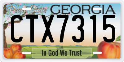 GA license plate CTX7315