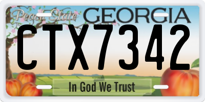 GA license plate CTX7342