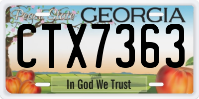 GA license plate CTX7363