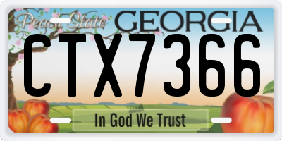 GA license plate CTX7366