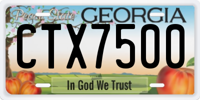 GA license plate CTX7500