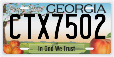 GA license plate CTX7502
