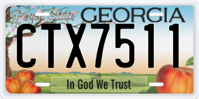 GA license plate CTX7511
