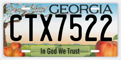 GA license plate CTX7522