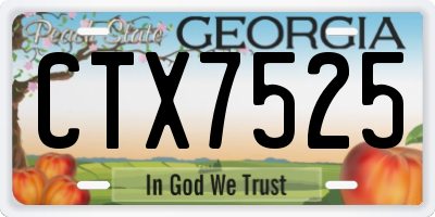 GA license plate CTX7525