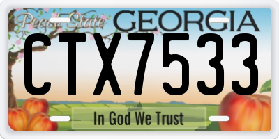 GA license plate CTX7533