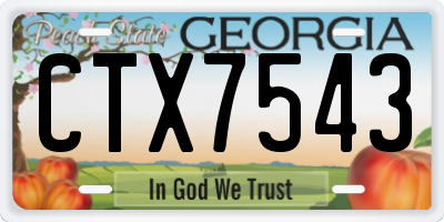 GA license plate CTX7543