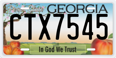 GA license plate CTX7545